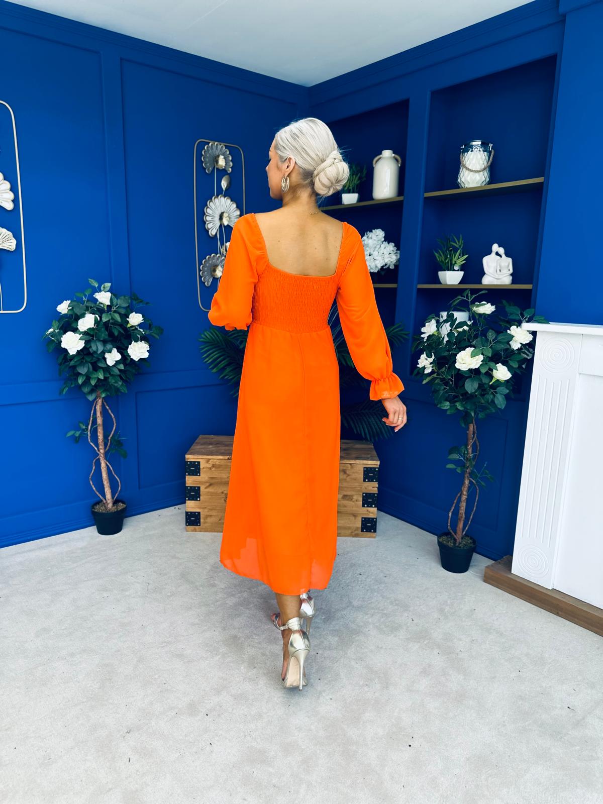 Eire Long Sleeve Midi Dress Amber
