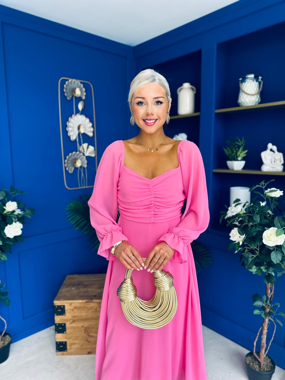 Eire Long Sleeve Midi Dress Pink