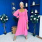 Eire Long Sleeve Midi Dress Pink