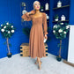 Eire Long Sleeve Midi Dress Caramel