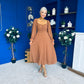 Eire Long Sleeve Midi Dress Caramel