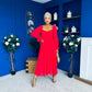 Eire Long Sleeve Midi Dress Red