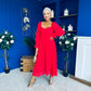 Eire Long Sleeve Midi Dress Red