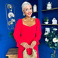 Eire Long Sleeve Midi Dress Red