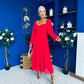 Eire Long Sleeve Midi Dress Red