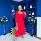 Eire Long Sleeve Midi Dress Red