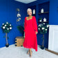 Eire Long Sleeve Midi Dress Red