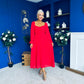 Eire Long Sleeve Midi Dress Red