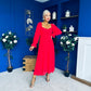 Eire Long Sleeve Midi Dress Red