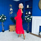 Eire Long Sleeve Midi Dress Red