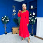 Eire Long Sleeve Midi Dress Red