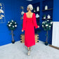 Eire Long Sleeve Midi Dress Red
