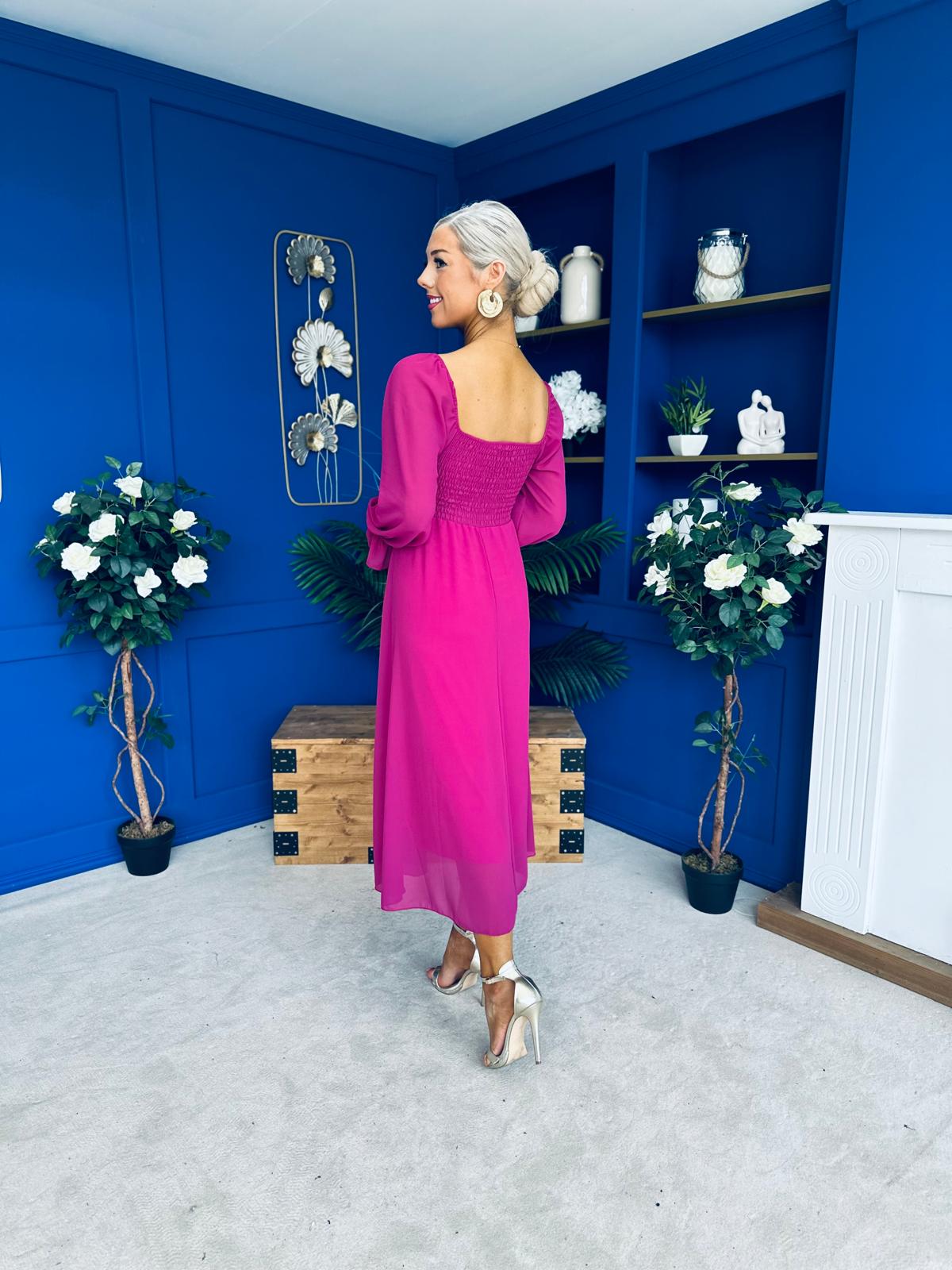 Eire Long Sleeve Midi Dress Berry