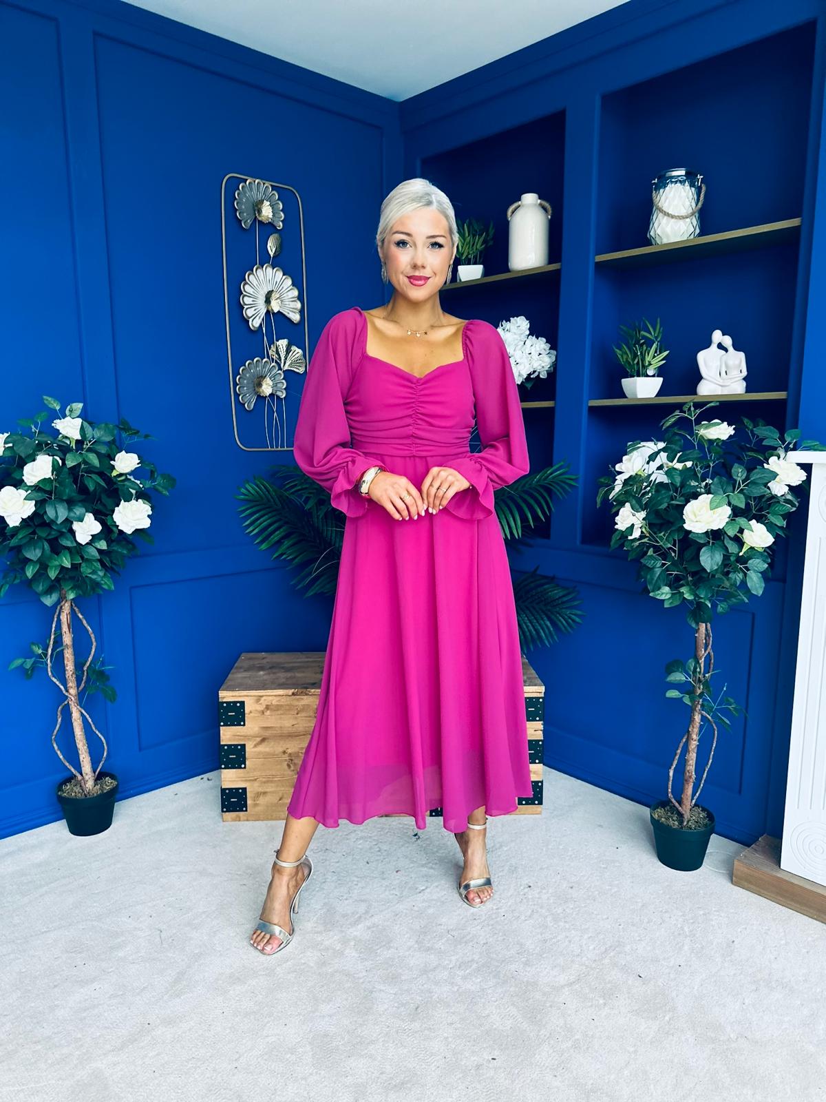 Eire Long Sleeve Midi Dress Berry