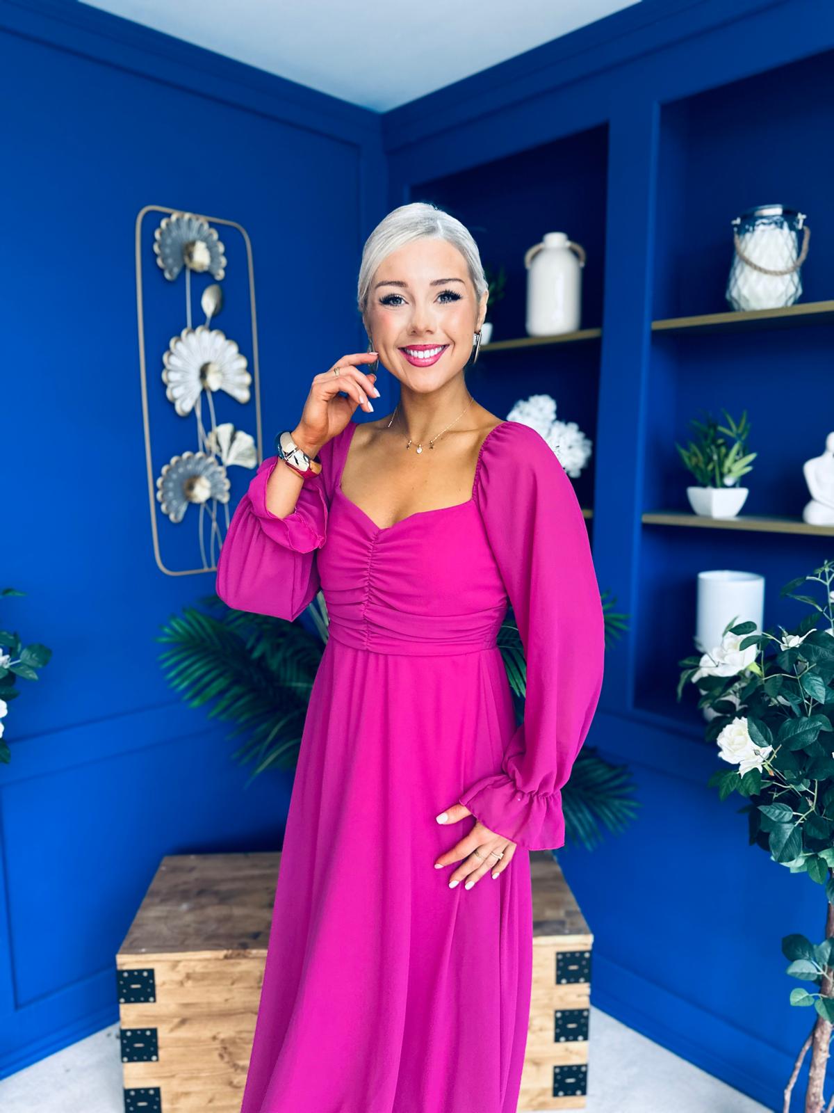 Eire Long Sleeve Midi Dress Berry