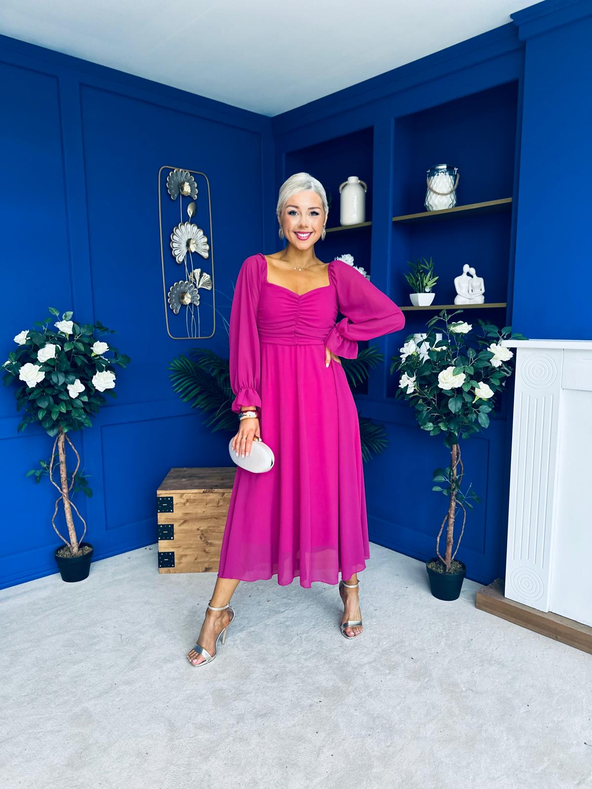 Eire Long Sleeve Midi Dress Berry