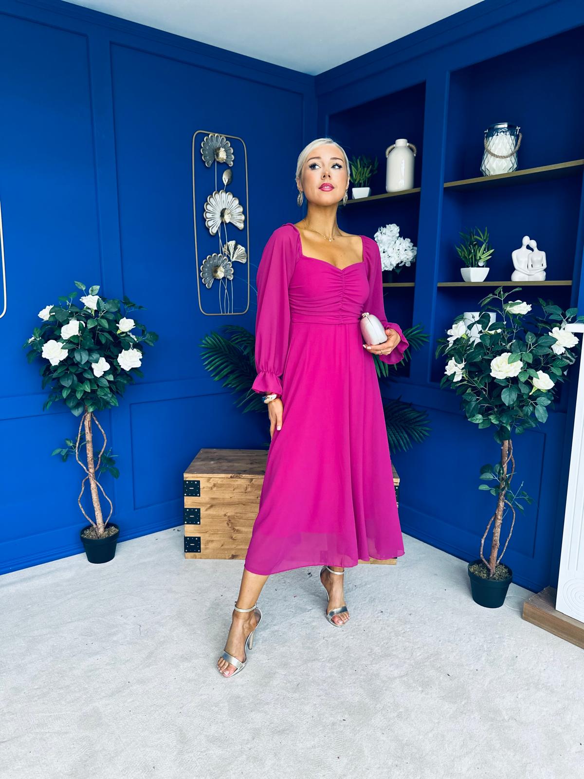 Eire Long Sleeve Midi Dress Berry