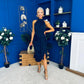 Priya Tie Waist Halter Neck Midi Dress Navy
