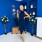 Priya Tie Waist Halter Neck Midi Dress Navy