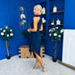 Priya Tie Waist Halter Neck Midi Dress Navy