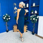 Priya Tie Waist Halter Neck Midi Dress Navy