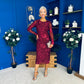 Elodie Floral Embroidered Mesh Bodycon Dress Wine