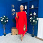 Megan Cape Detail Occasion Dress Red