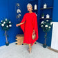 Megan Cape Detail Occasion Dress Red
