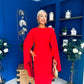 Megan Cape Detail Occasion Dress Red