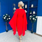 Megan Cape Detail Occasion Dress Red