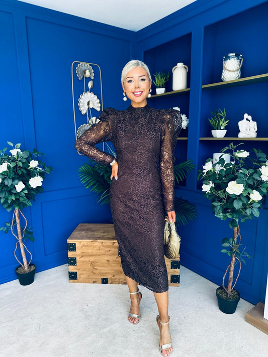 Naomi Puff Sleeve Lace Occasion Dress Coco