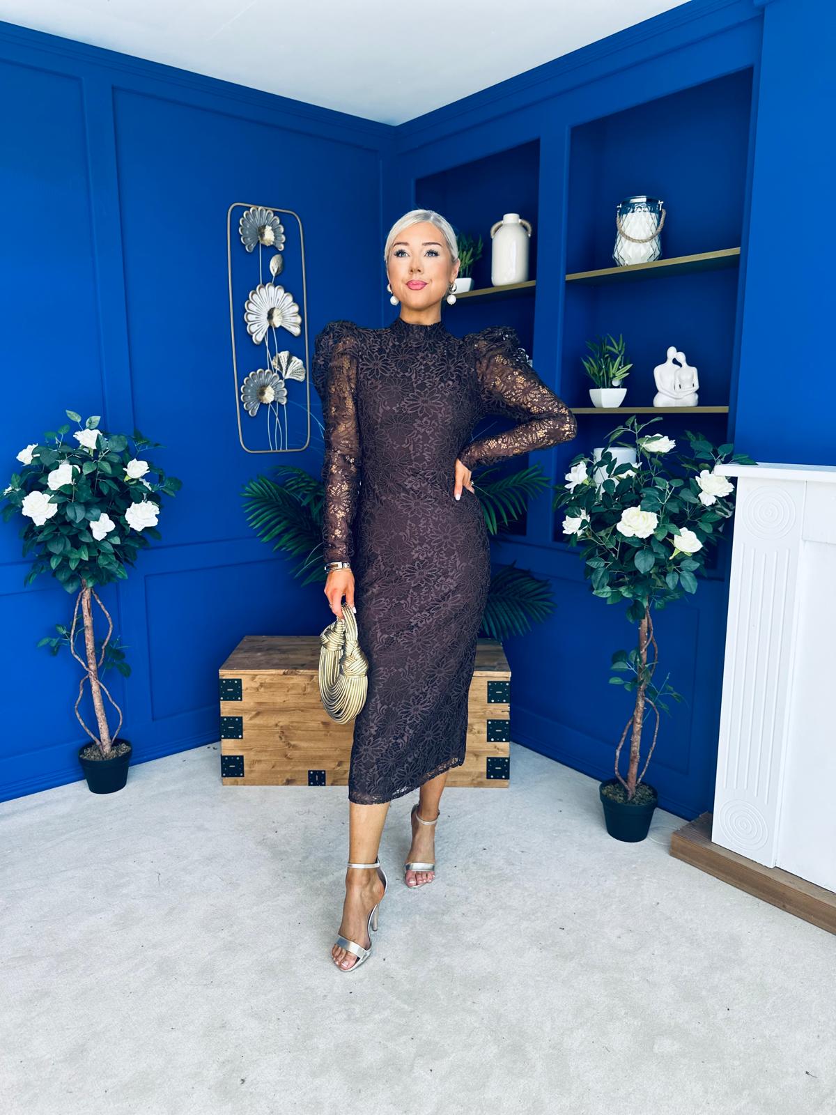 Naomi Puff Sleeve Lace Occasion Dress Coco