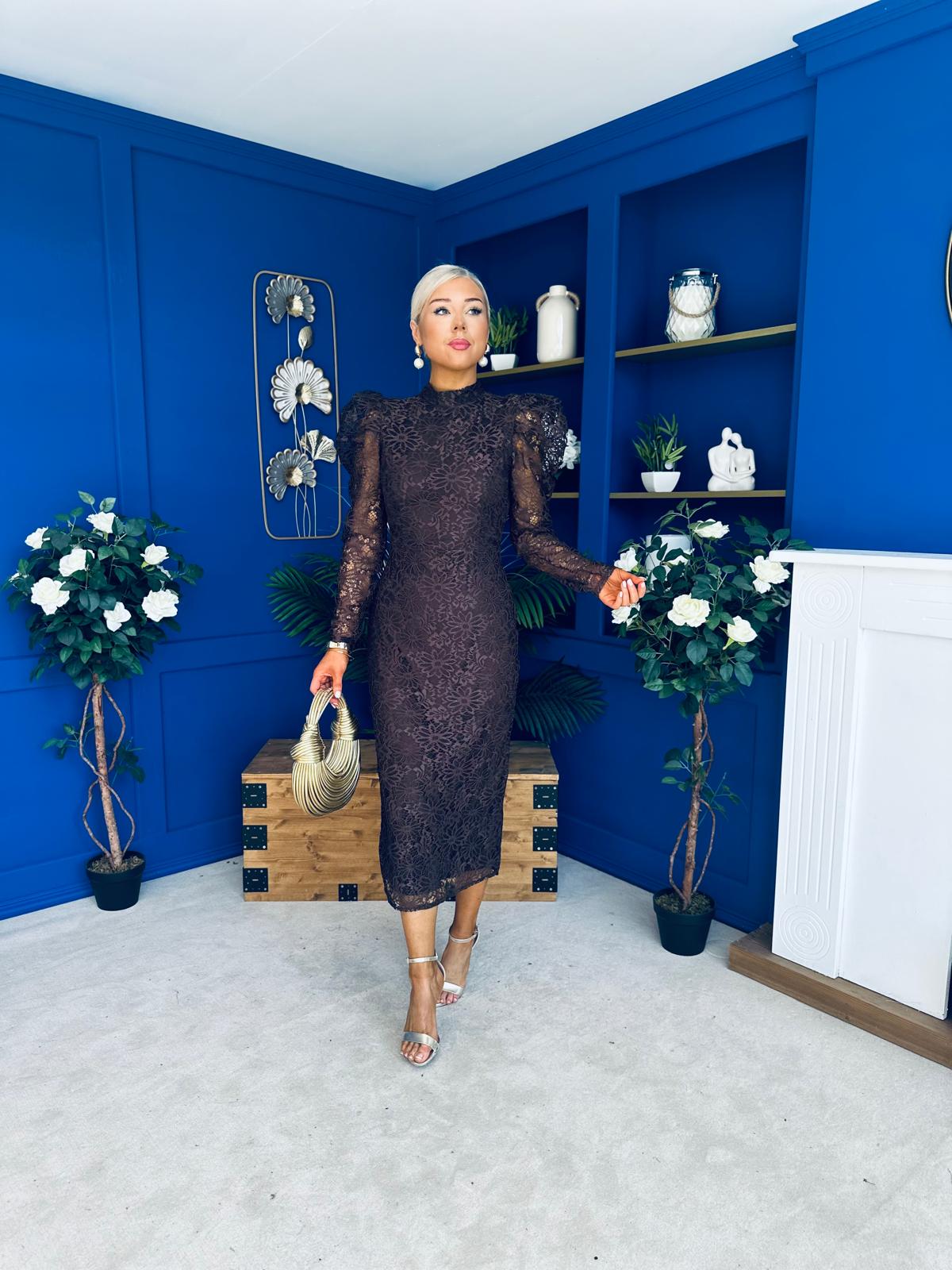 Naomi Puff Sleeve Lace Occasion Dress Coco