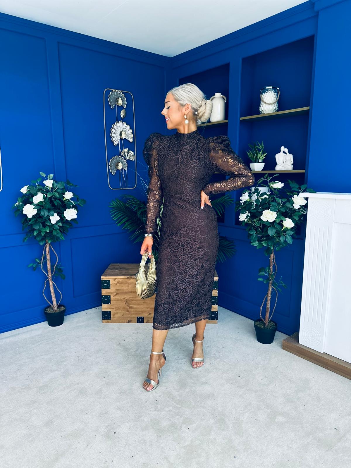 Naomi Puff Sleeve Lace Occasion Dress Coco
