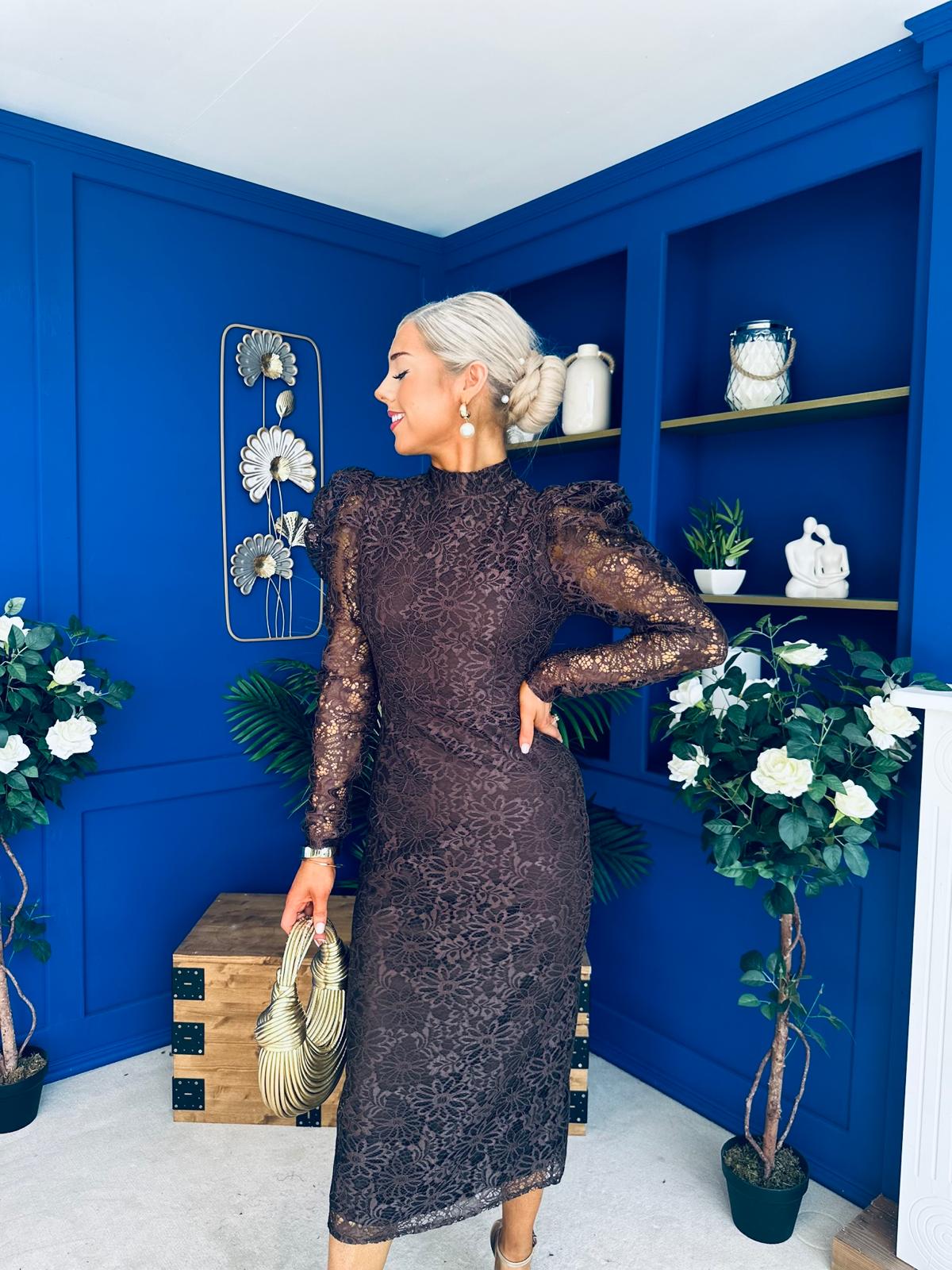 Naomi Puff Sleeve Lace Occasion Dress Coco