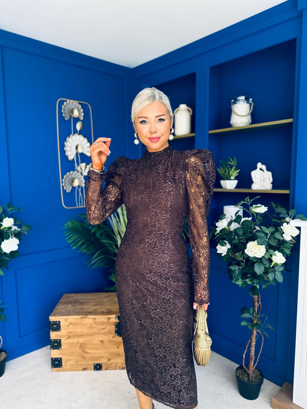 Naomi Puff Sleeve Lace Occasion Dress Coco