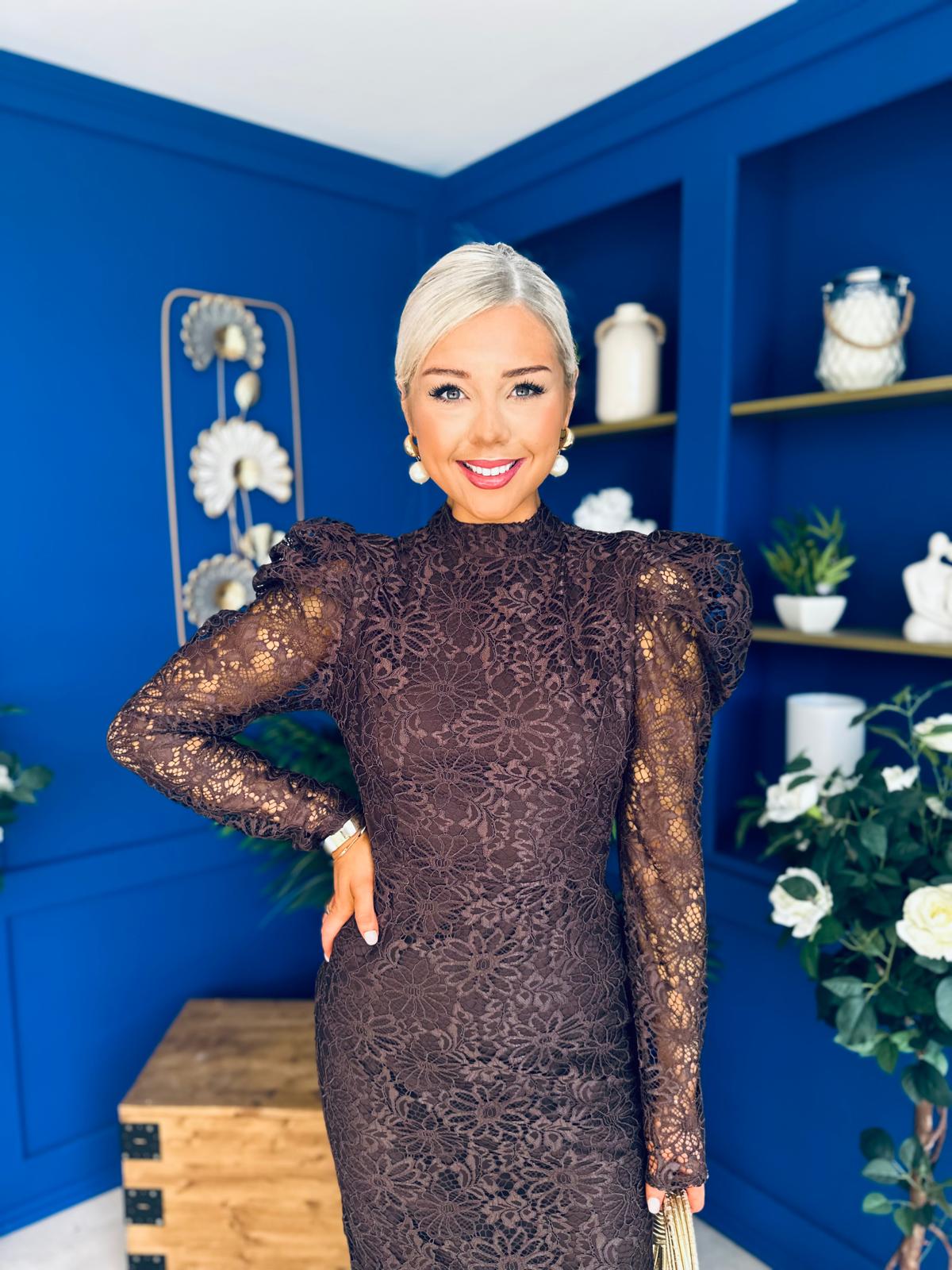 Naomi Puff Sleeve Lace Occasion Dress Coco