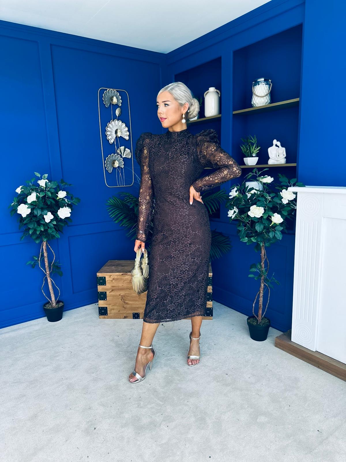 Naomi Puff Sleeve Lace Occasion Dress Coco