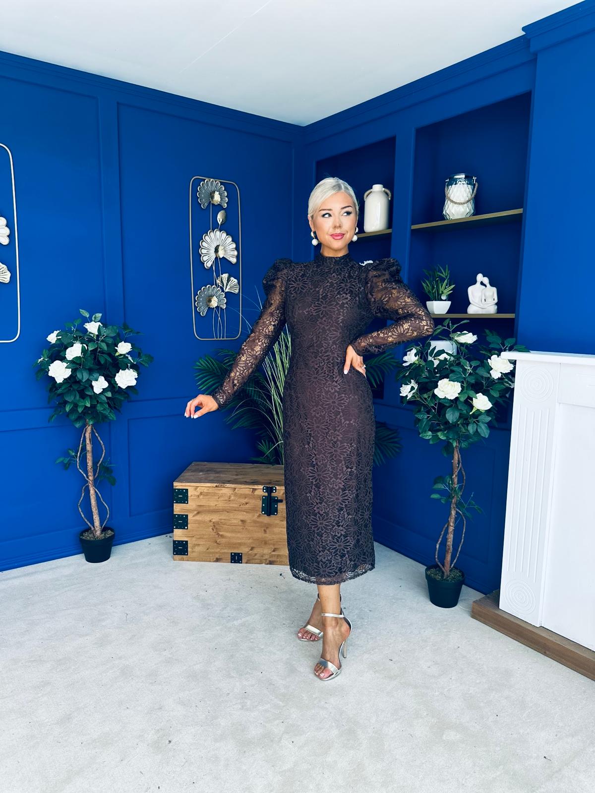 Naomi Puff Sleeve Lace Occasion Dress Coco