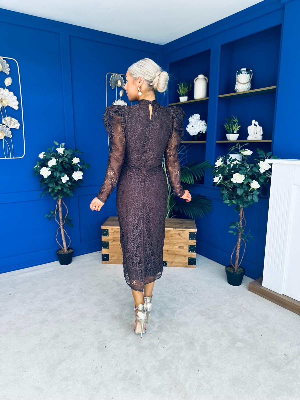 Naomi Puff Sleeve Lace Occasion Dress Coco