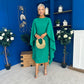 Megan Cape Detail Occasion Dress Emerald