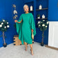 Megan Cape Detail Occasion Dress Emerald