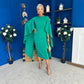 Megan Cape Detail Occasion Dress Emerald