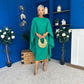 Megan Cape Detail Occasion Dress Emerald