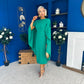 Megan Cape Detail Occasion Dress Emerald