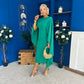 Megan Cape Detail Occasion Dress Emerald