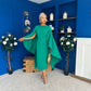 Megan Cape Detail Occasion Dress Emerald