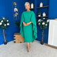 Megan Cape Detail Occasion Dress Emerald