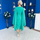 Megan Cape Detail Occasion Dress Emerald