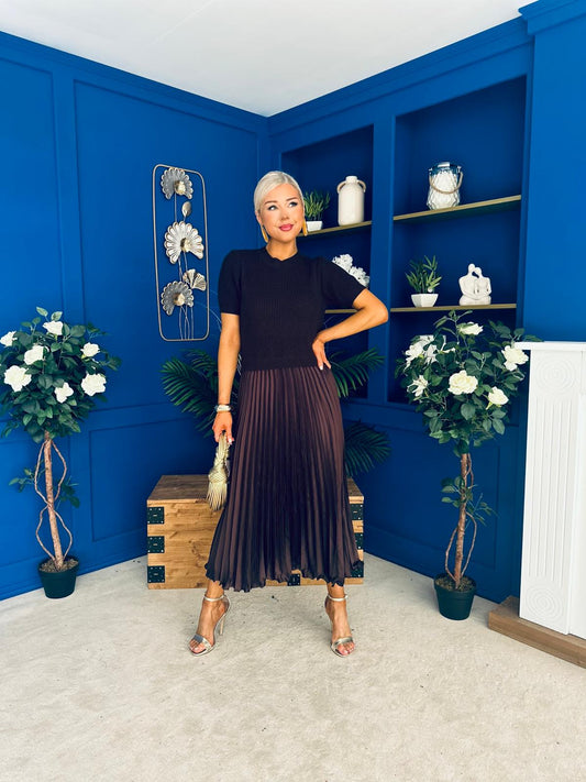 Jane Knit & Satin Midi Dress Coco